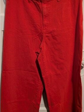 Bold Red High-Waist Wide Leg Jeans, NWT
